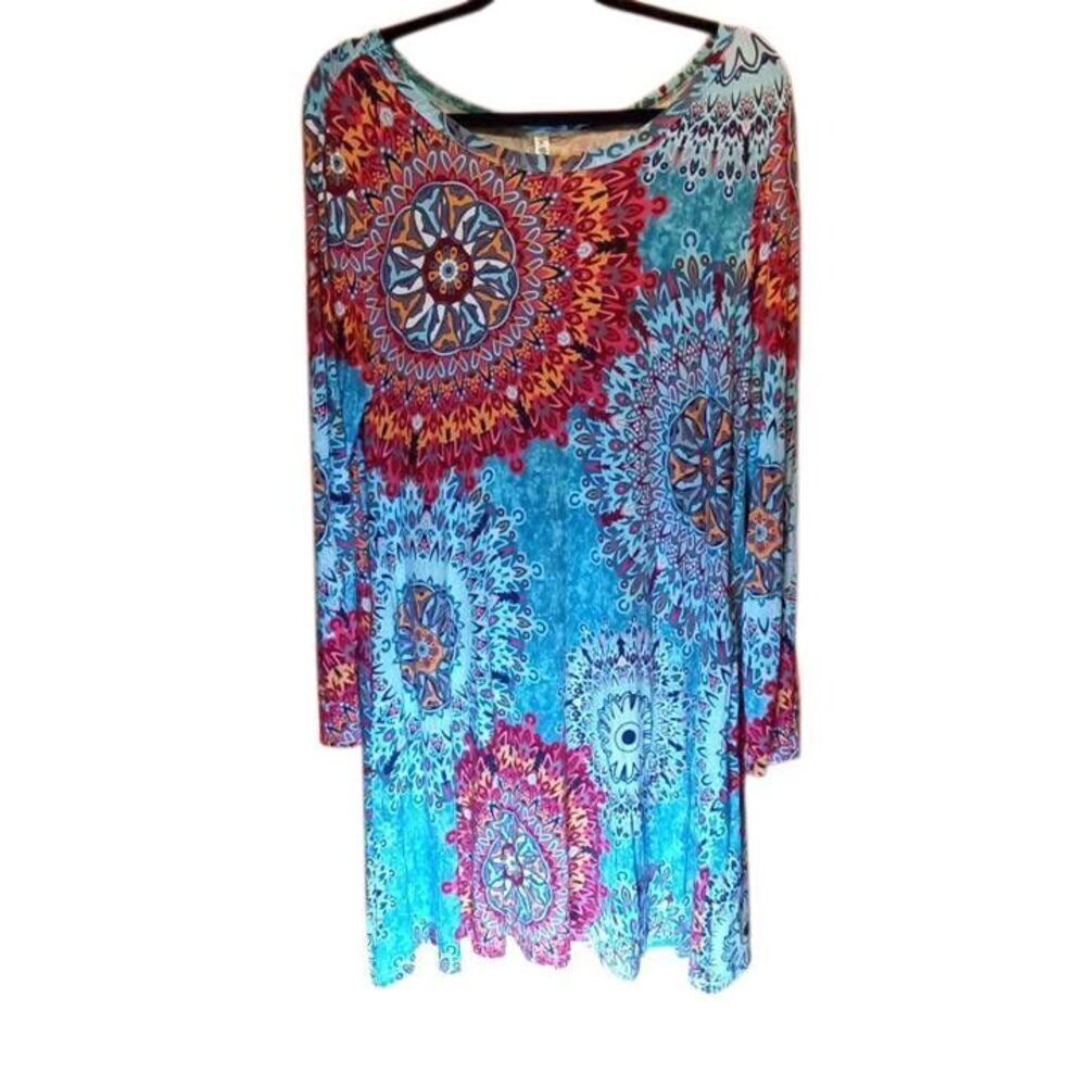 HiMONE Women's Wild Tyedye Inspired Shirt dress XXL